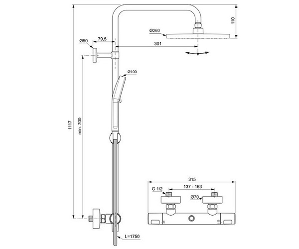 душевая система IDEAL STANDARD CERATHERM T25